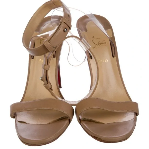 Christian Louboutin Tan Ankle Strap Heels - Picture 3 of 5